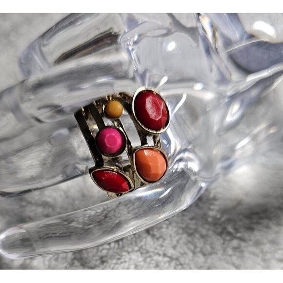 Vintage Multi-Stone Adjustable Silver Tone Statement Ring Cosplay - Picture 1 of 6
